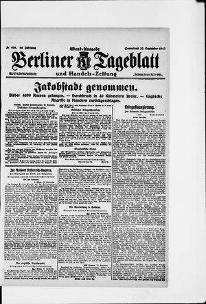 Berliner Tageblatt und Handels-Zeitung on Sep 22, 1917