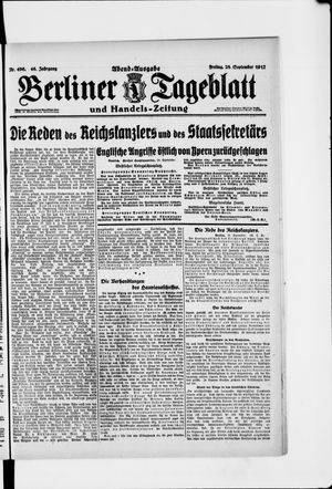 Berliner Tageblatt und Handels-Zeitung on Sep 28, 1917