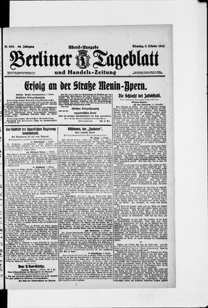 Berliner Tageblatt und Handels-Zeitung vom 02.10.1917
