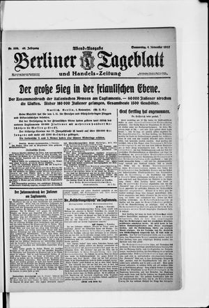 Berliner Tageblatt und Handels-Zeitung on Nov 1, 1917