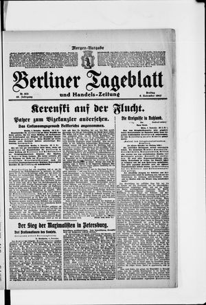 Berliner Tageblatt und Handels-Zeitung on Nov 9, 1917