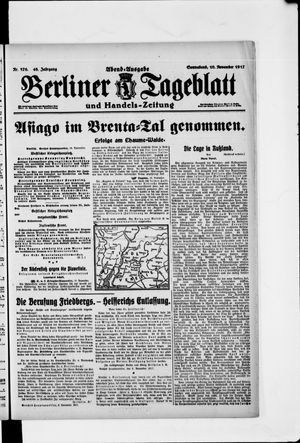 Berliner Tageblatt und Handels-Zeitung vom 10.11.1917