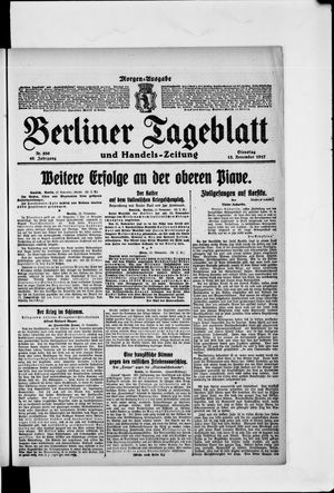 Berliner Tageblatt und Handels-Zeitung on Nov 13, 1917