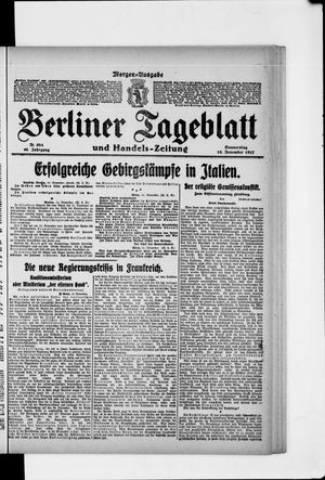 Berliner Tageblatt und Handels-Zeitung vom 15.11.1917