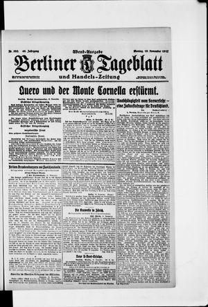 Berliner Tageblatt und Handels-Zeitung on Nov 19, 1917