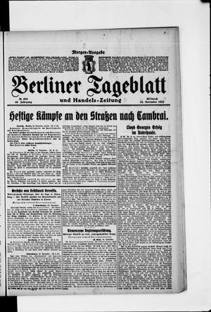 Berliner Tageblatt und Handels-Zeitung on Nov 21, 1917