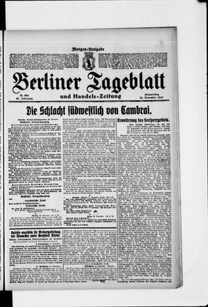Berliner Tageblatt und Handels-Zeitung vom 22.11.1917