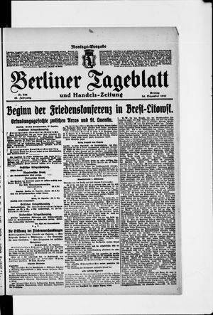 Berliner Tageblatt und Handels-Zeitung vom 24.12.1917