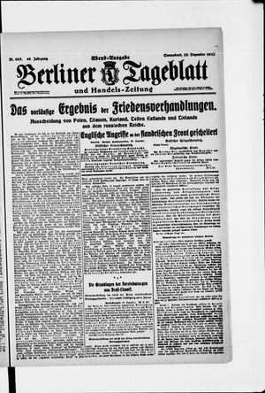 Berliner Tageblatt und Handels-Zeitung vom 29.12.1917