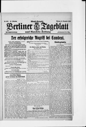 Berliner Tageblatt und Handels-Zeitung vom 31.12.1917