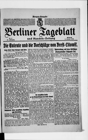 Berliner Tageblatt und Handels-Zeitung on Jan 2, 1918