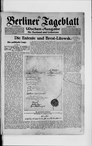 Berliner Tageblatt und Handels-Zeitung vom 03.01.1918