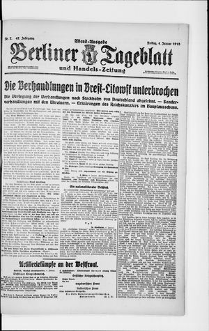 Berliner Tageblatt und Handels-Zeitung vom 04.01.1918