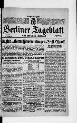 Berliner Tageblatt und Handels-Zeitung vom 12.01.1918