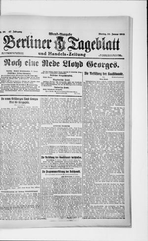 Berliner Tageblatt und Handels-Zeitung vom 21.01.1918