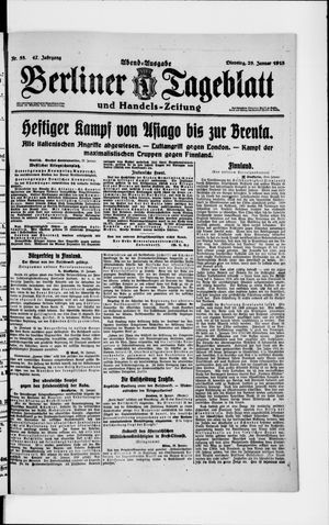 Berliner Tageblatt und Handels-Zeitung on Jan 29, 1918