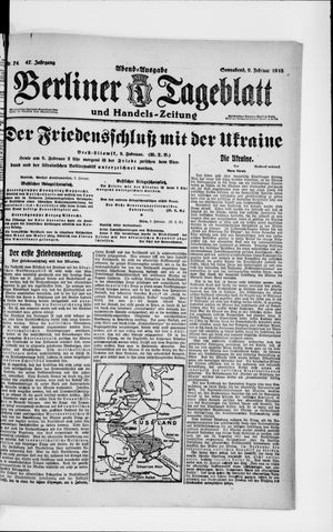 Berliner Tageblatt und Handels-Zeitung vom 09.02.1918