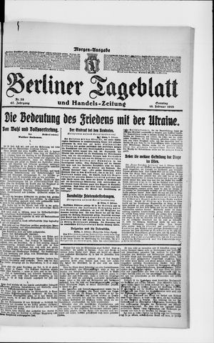 Berliner Tageblatt und Handels-Zeitung on Feb 10, 1918