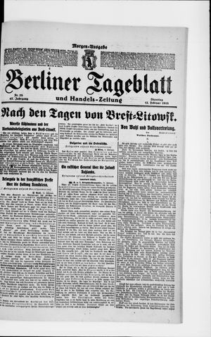 Berliner Tageblatt und Handels-Zeitung vom 12.02.1918