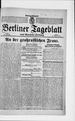 Berliner Tageblatt und Handels-Zeitung vom 18.02.1918