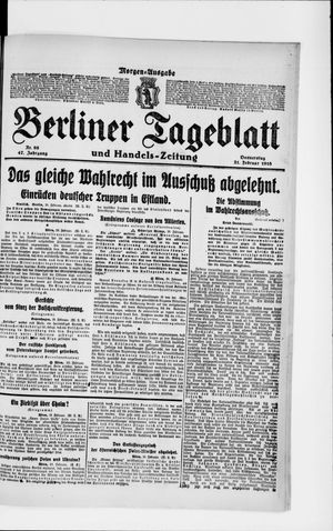 Berliner Tageblatt und Handels-Zeitung vom 21.02.1918