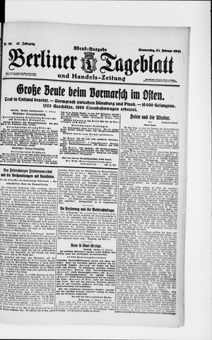 Berliner Tageblatt und Handels-Zeitung vom 21.02.1918