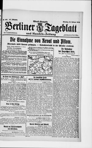 Berliner Tageblatt und Handels-Zeitung vom 26.02.1918