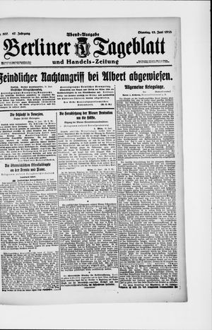 Berliner Tageblatt und Handels-Zeitung vom 18.06.1918