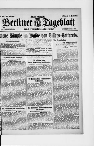 Berliner Tageblatt und Handels-Zeitung vom 19.06.1918