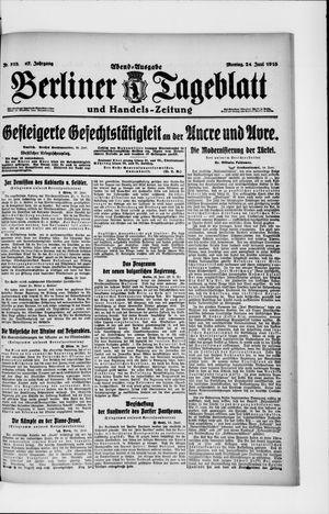 Berliner Tageblatt und Handels-Zeitung vom 24.06.1918