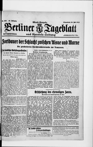 Berliner Tageblatt und Handels-Zeitung on Jul 20, 1918