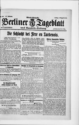 Berliner Tageblatt und Handels-Zeitung on Aug 2, 1918