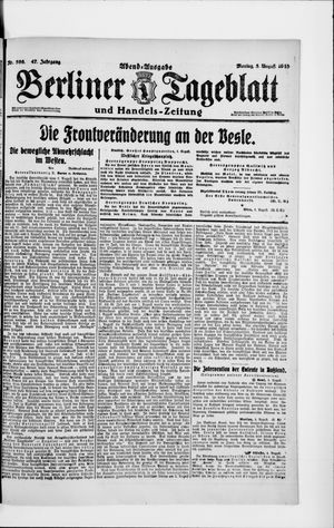 Berliner Tageblatt und Handels-Zeitung on Aug 5, 1918