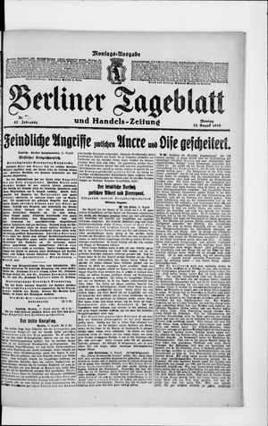 Berliner Tageblatt und Handels-Zeitung vom 12.08.1918