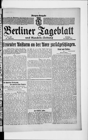 Berliner Tageblatt und Handels-Zeitung vom 18.08.1918