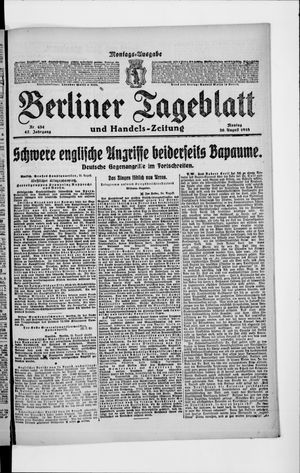 Berliner Tageblatt und Handels-Zeitung vom 26.08.1918