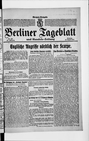 Berliner Tageblatt und Handels-Zeitung vom 27.08.1918