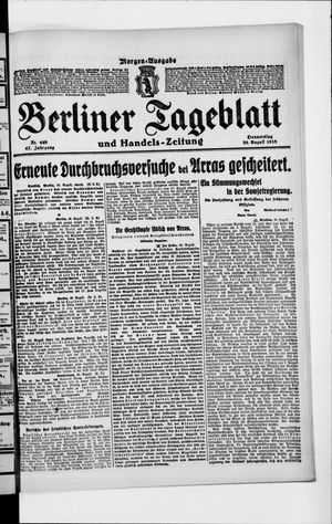 Berliner Tageblatt und Handels-Zeitung vom 29.08.1918