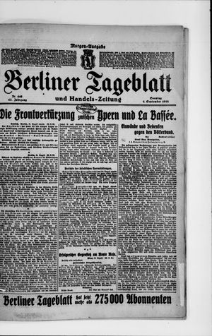 Berliner Tageblatt und Handels-Zeitung vom 01.09.1918