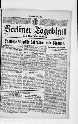 Berliner Tageblatt und Handels-Zeitung on Sep 3, 1918