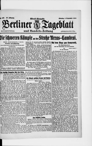 Berliner Tageblatt und Handels-Zeitung on Sep 3, 1918