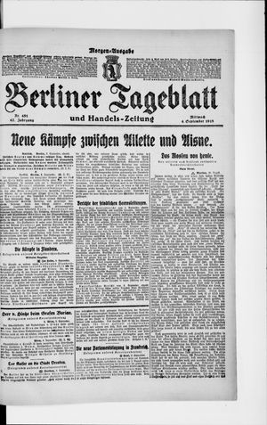 Berliner Tageblatt und Handels-Zeitung on Sep 4, 1918