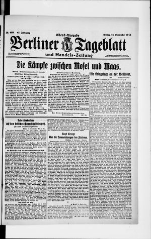 Berliner Tageblatt und Handels-Zeitung on Sep 13, 1918