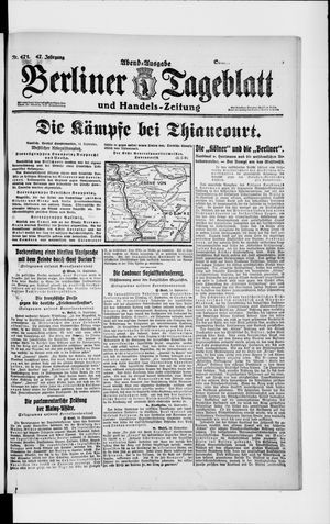 Berliner Tageblatt und Handels-Zeitung vom 14.09.1918