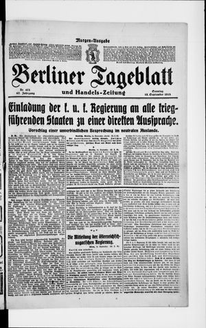 Berliner Tageblatt und Handels-Zeitung vom 15.09.1918