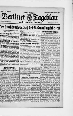 Berliner Tageblatt und Handels-Zeitung vom 19.09.1918