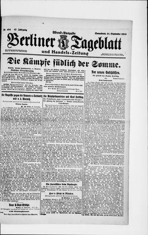 Berliner Tageblatt und Handels-Zeitung vom 21.09.1918