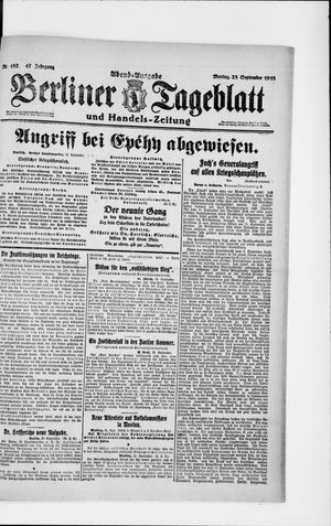 Berliner Tageblatt und Handels-Zeitung vom 23.09.1918