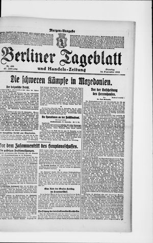 Berliner Tageblatt und Handels-Zeitung vom 24.09.1918