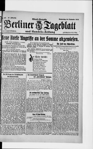 Berliner Tageblatt und Handels-Zeitung vom 26.09.1918
